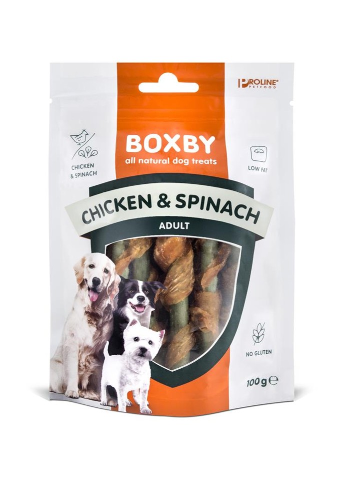Boxby -BLAND 4 FOR 119 - Kylling & Spinat 100g.