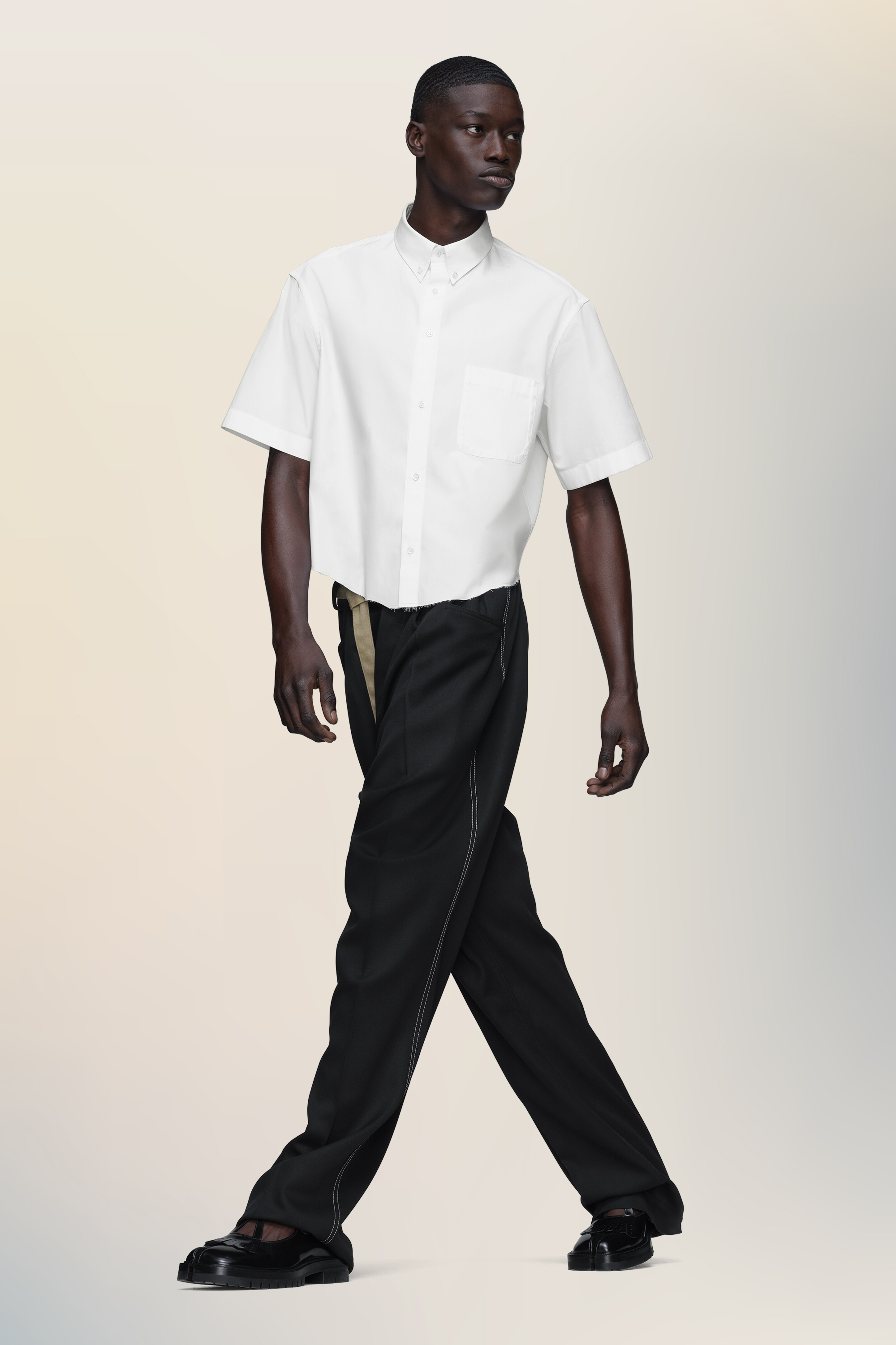 Chemise à manches courtes blanche en coton pour homme Blanc