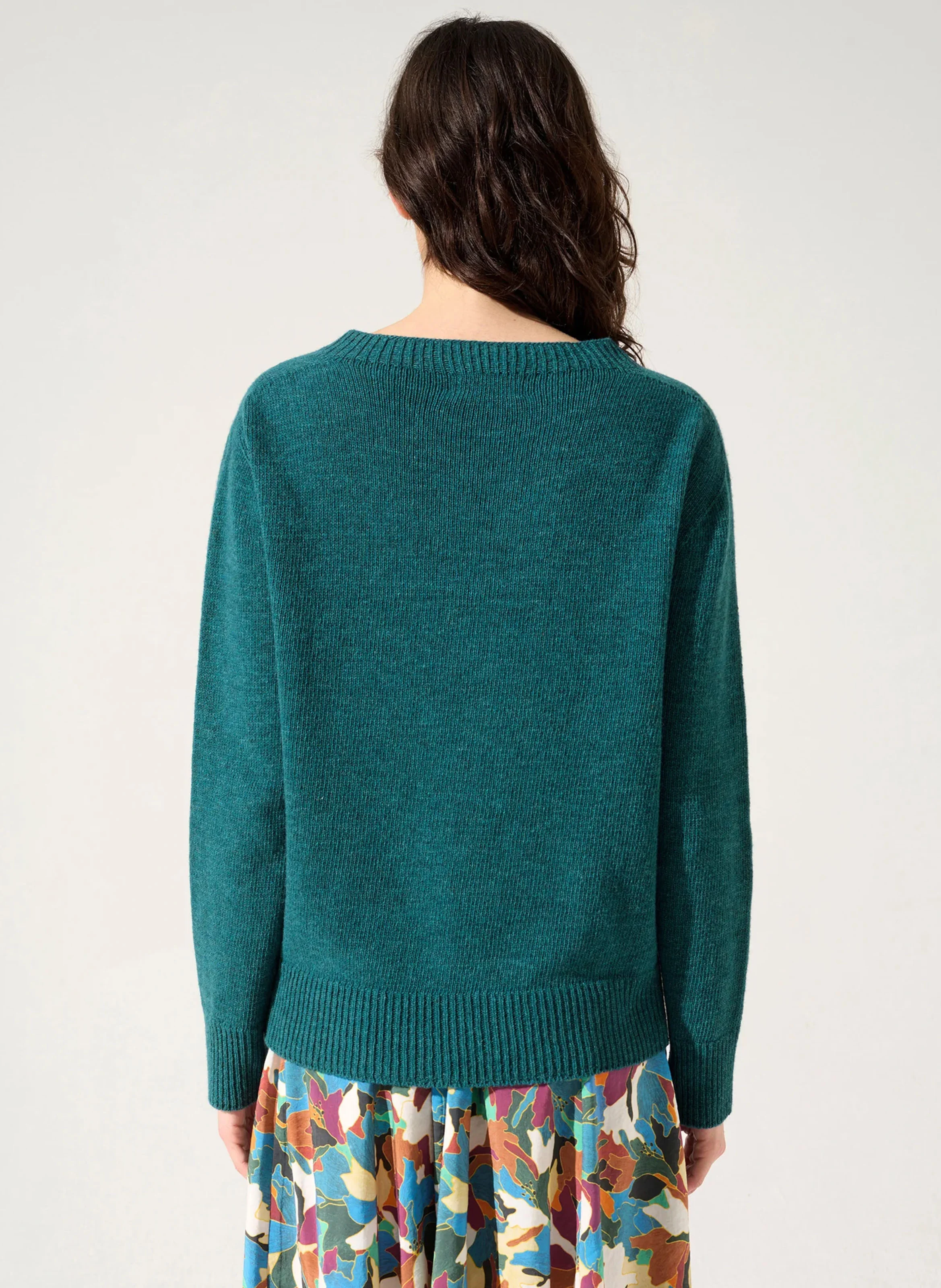 PERHAN - Pull droit col rond en laine mélangée | Bleu