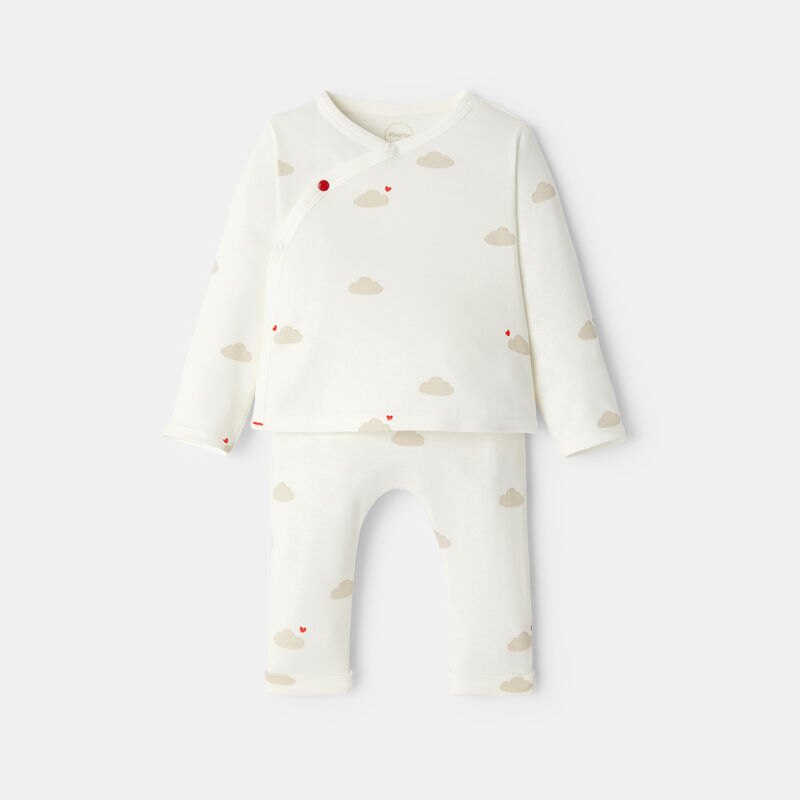 Ensemble 3 pièces coton blanc bébé mixte Blanc