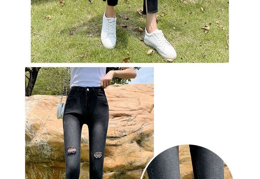 Crochaletin - Hoge taille skinny jeans met distressed effect
