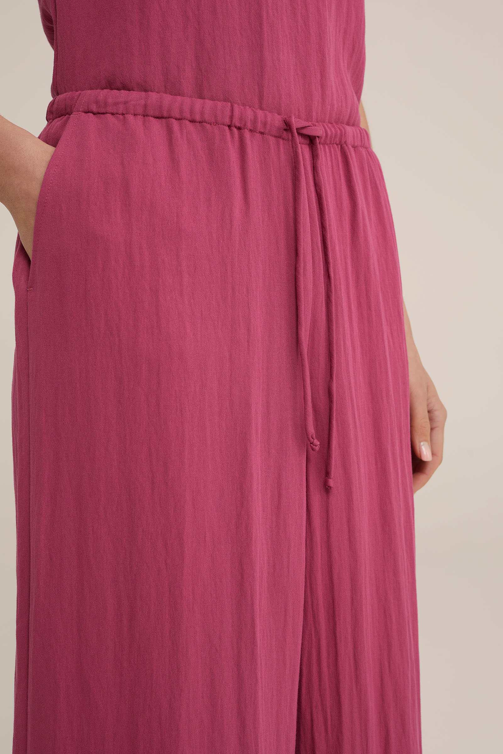 wide leg broek met linnenlook WE Fashion Fuchsia