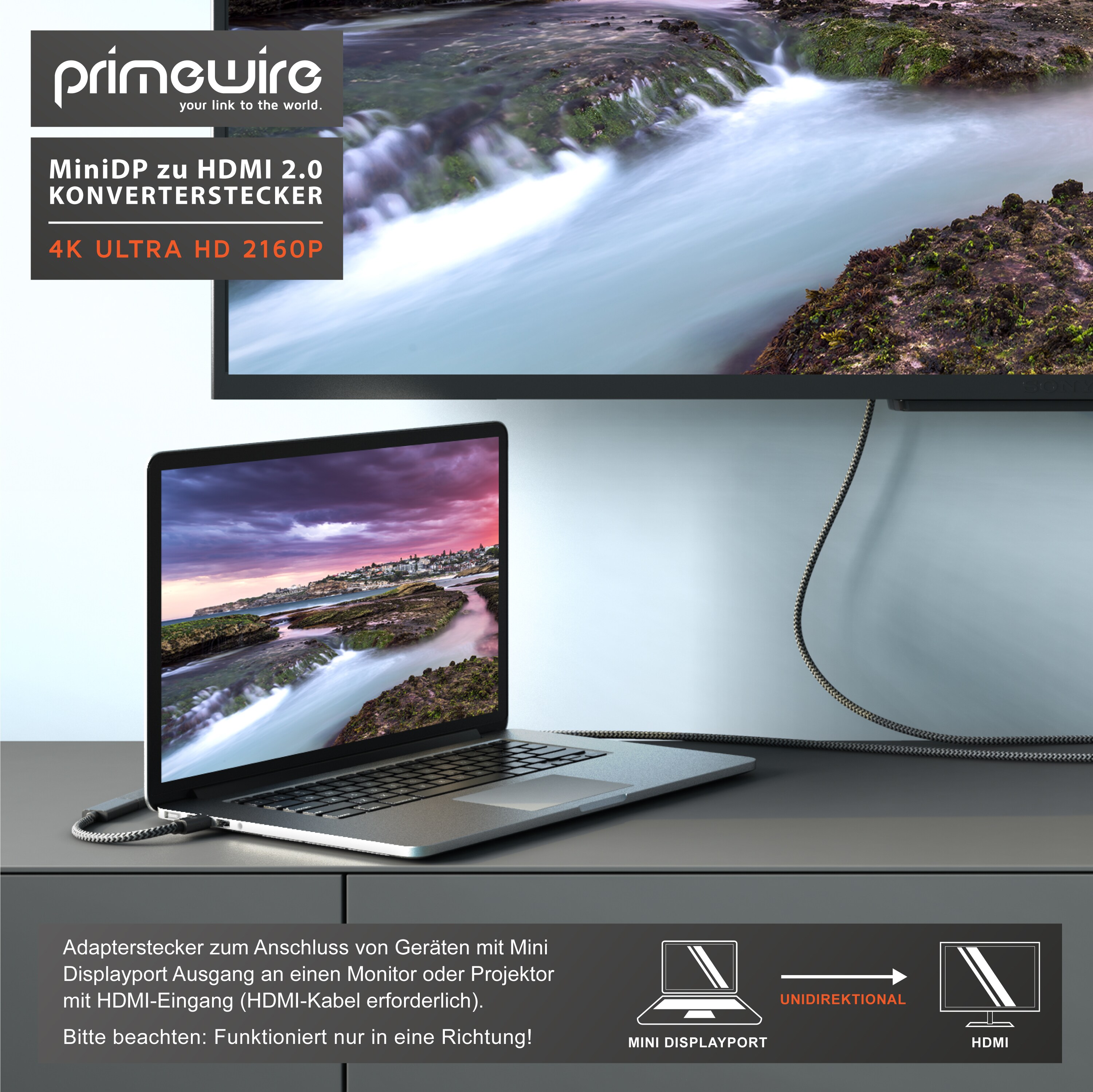 Primewire UHD Adapter, 4k @ 60Hz, Thunderbolt 1 & 2, Audio und Video