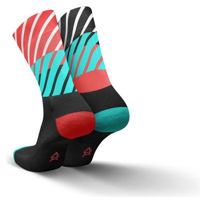Chaussettes de Running Incylence Diagonals Noir Rouge Bleu