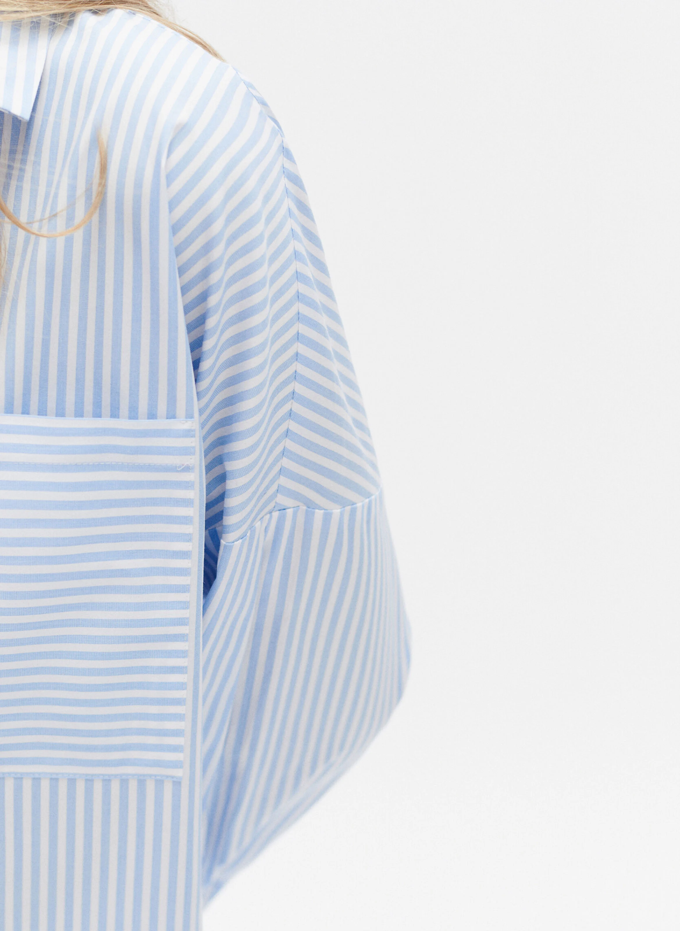 CLAUDINE - Chemise col classique rayée en coton | Bleu