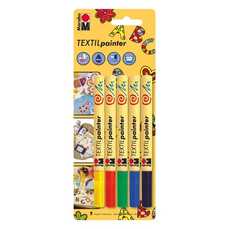 Marabu 11600080 - Textil Painter, 5 Stück, 1-2mm