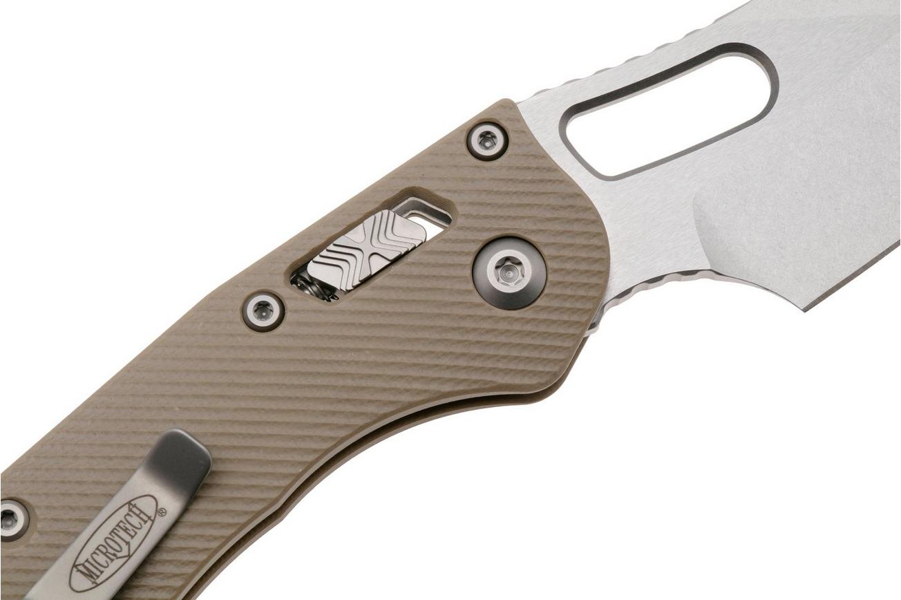 Microtech Stitch 169RL-10FLGTTA, Stonewashed M390MK, Fluted Tan G10 zakmes, Borka Blades design