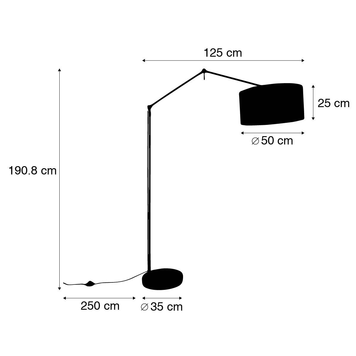 Vloerlamp zwart met kap lichtgrijs 50 cm verstelbaar - Editor