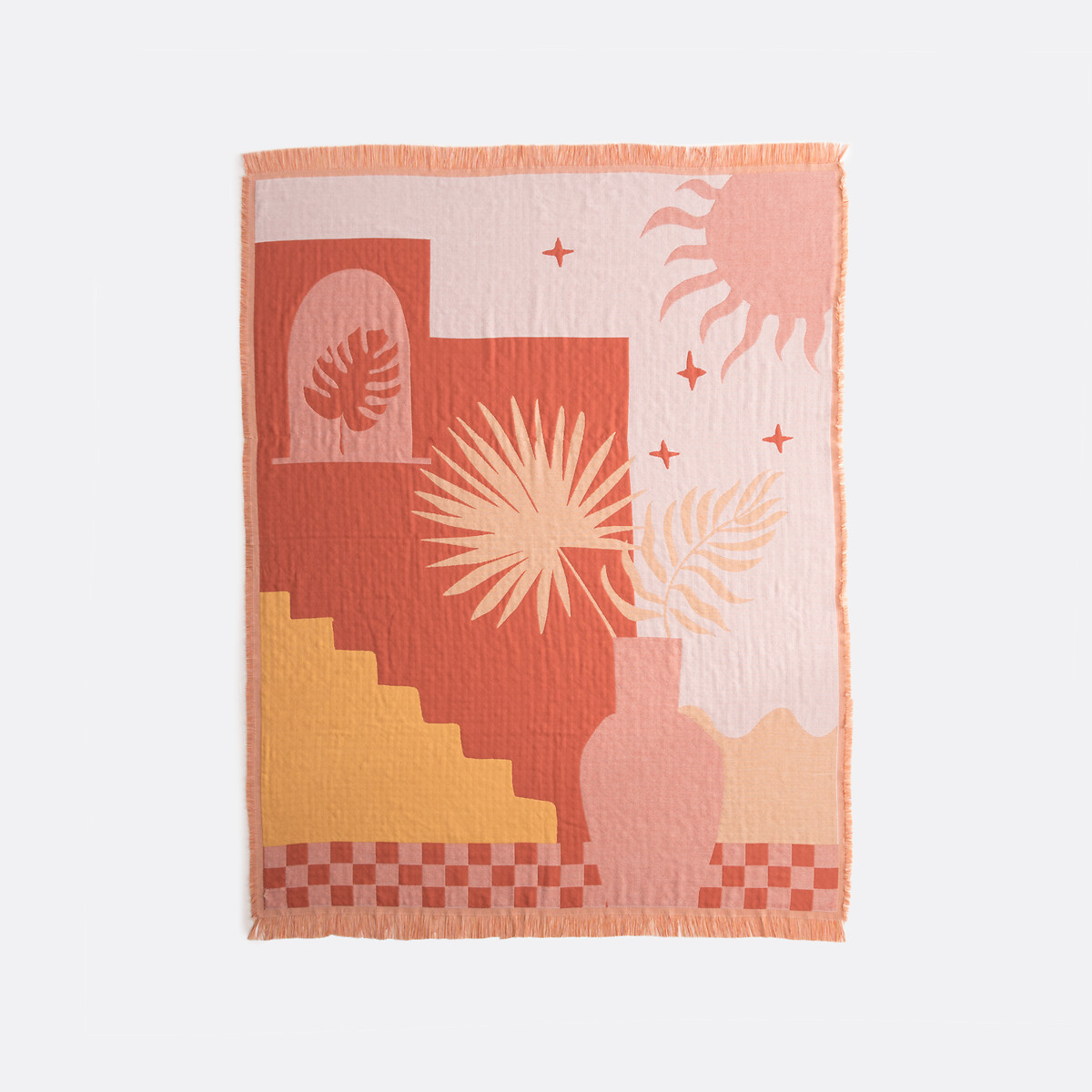 LA REDOUTE INTERIORS<br>Xadrez em jacquard com franjas, Santorini