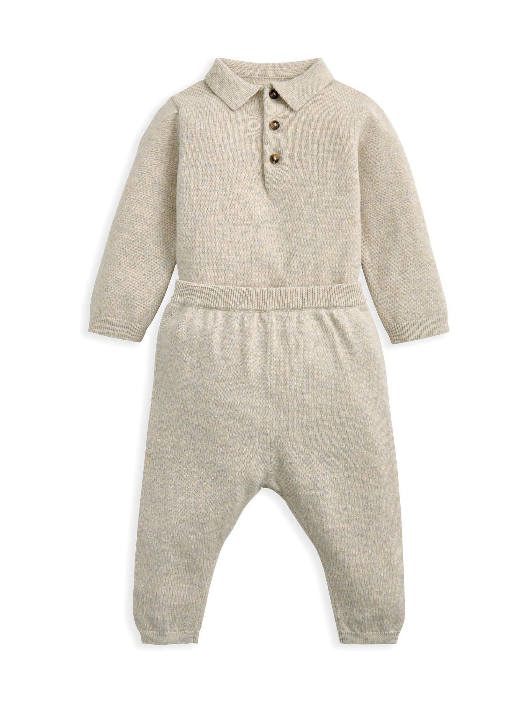 Mamas & Papas Knit Polo Bodysuit & Bottoms Set