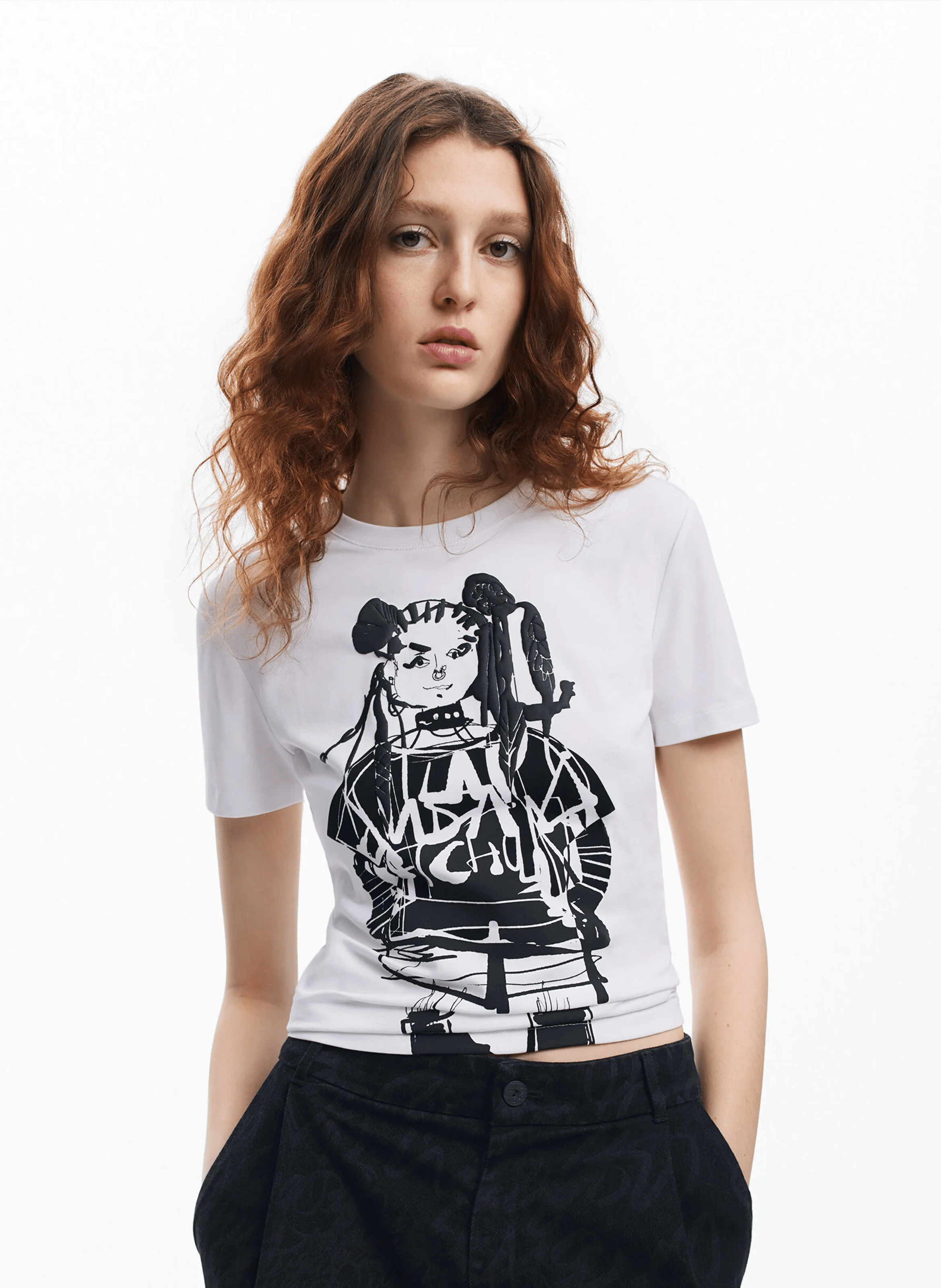 Tee-shirt imprimé en coton mélangé | Blanc