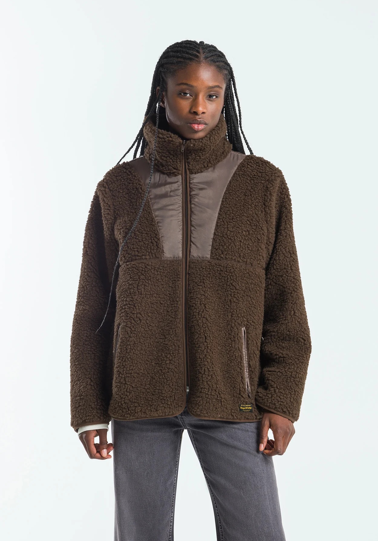 Kings Of Indigo Jacke Totoku Chocolate Brown Sherpa