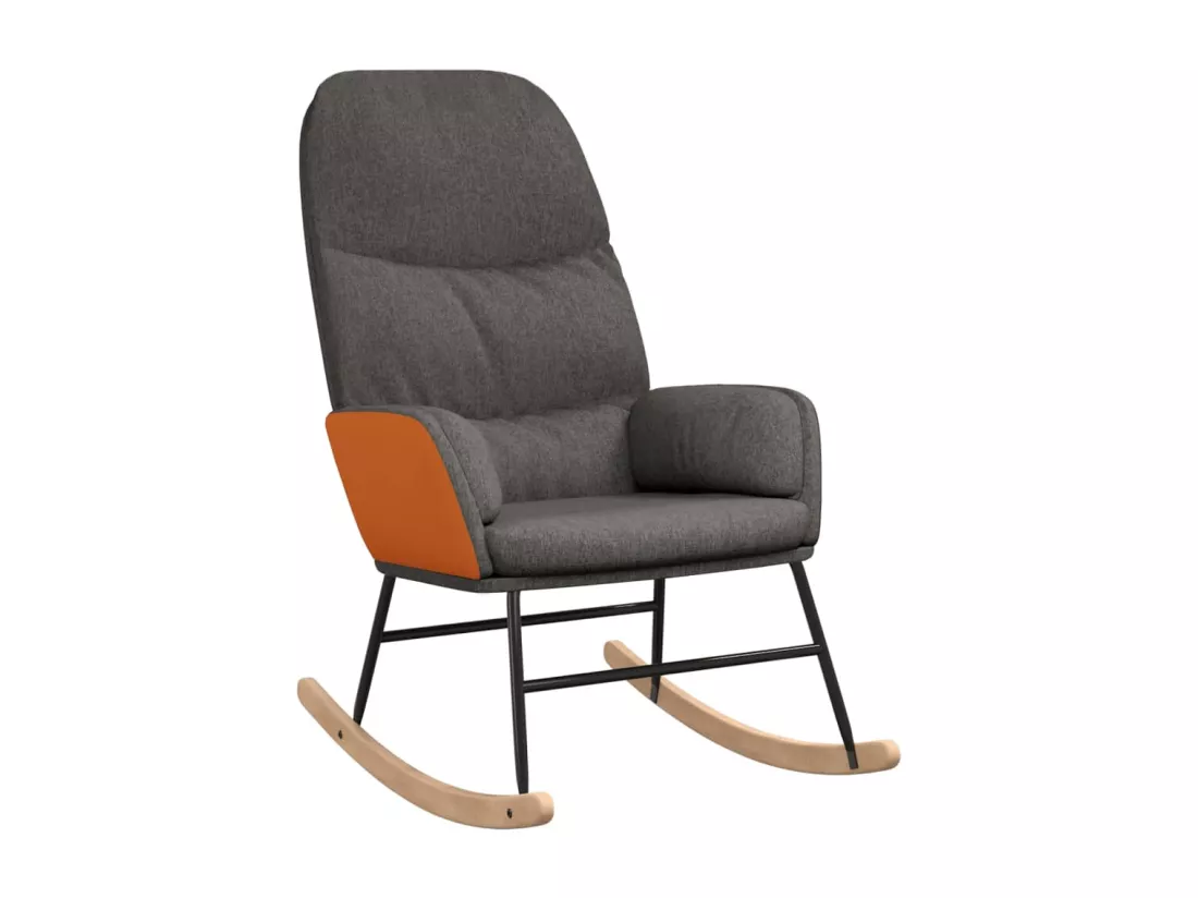 Chaise à bascule avec repose-pied Gris foncé Tissu