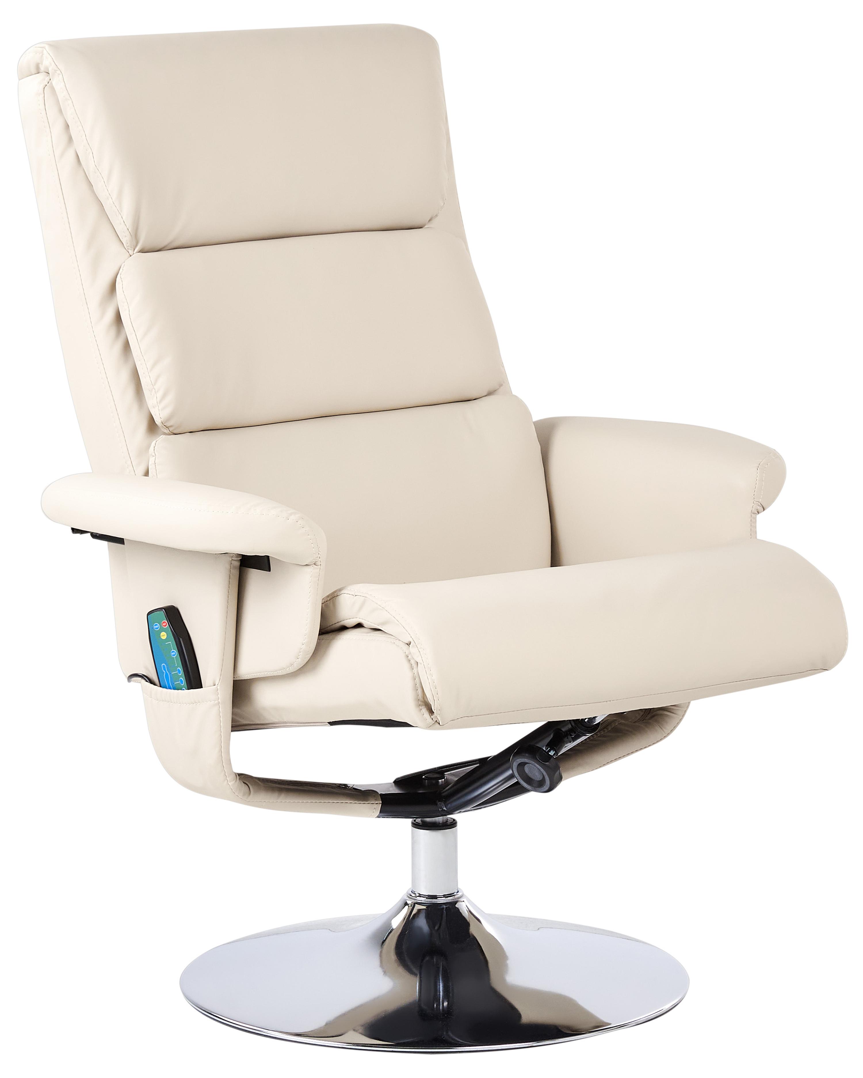 Massagestoel LEGEND met voetenbank Kunstleer Lichtbeige