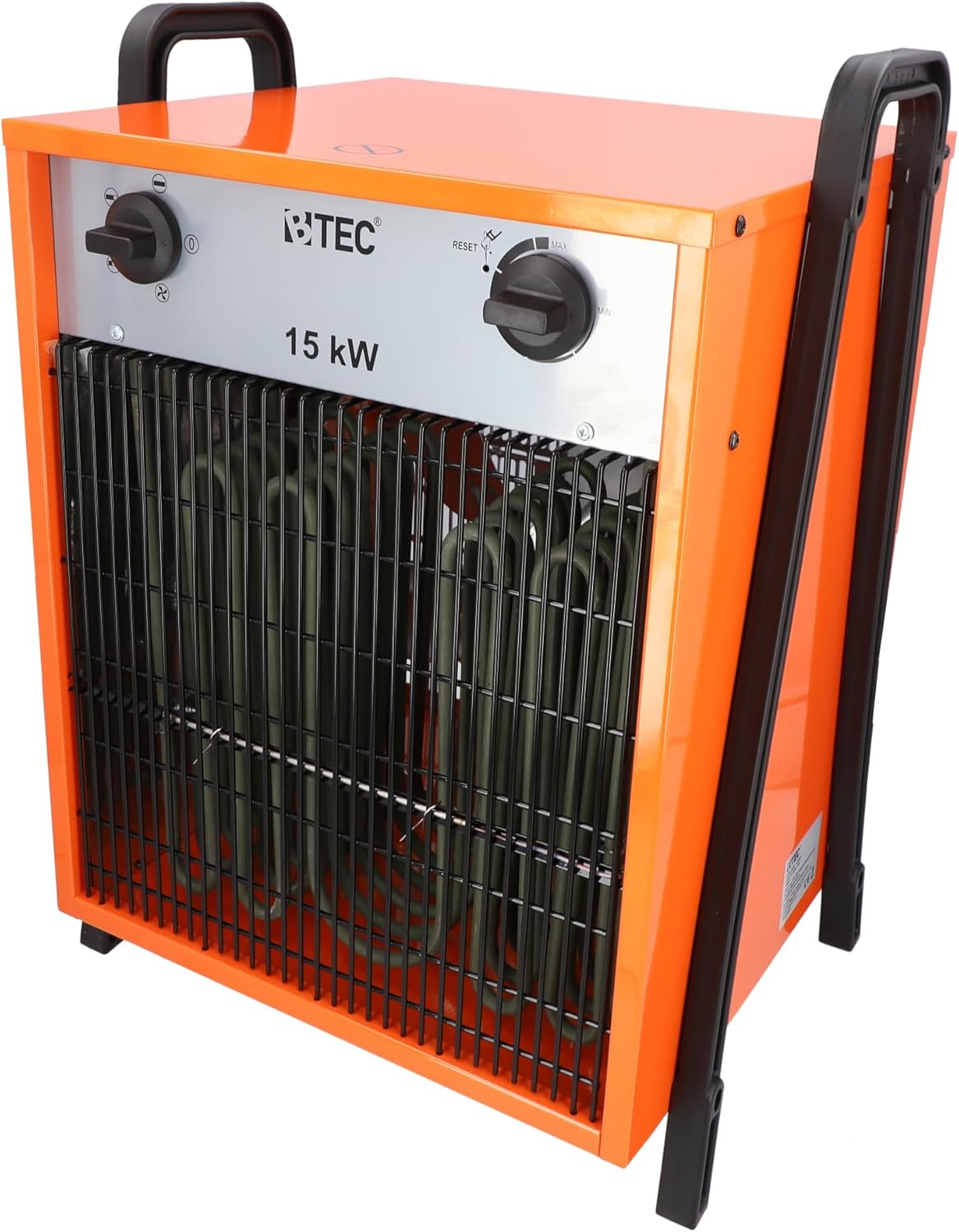 BTEC Heizlüfter 15000 Watt - Elektroheizer - 3 Heizstufen - Frostwächter - Perfekt für Baustelle, Werkstatt, Garage - Heizstrahler - 15kW Heizer