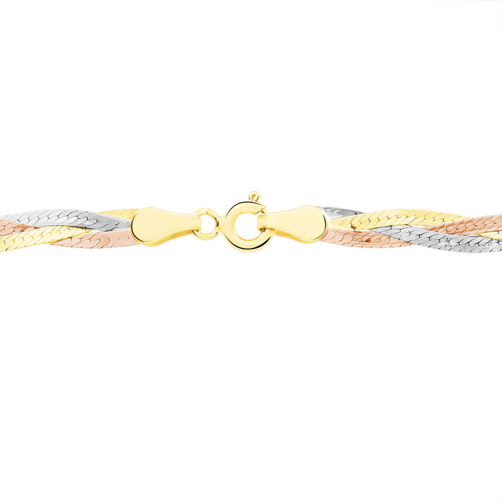 Collier Jasmin Tresse 3 Fils Or Tricolore