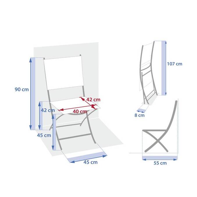 Lot de 4 chaises de jardin pliantes ESSENTIA Wengé & Praliné