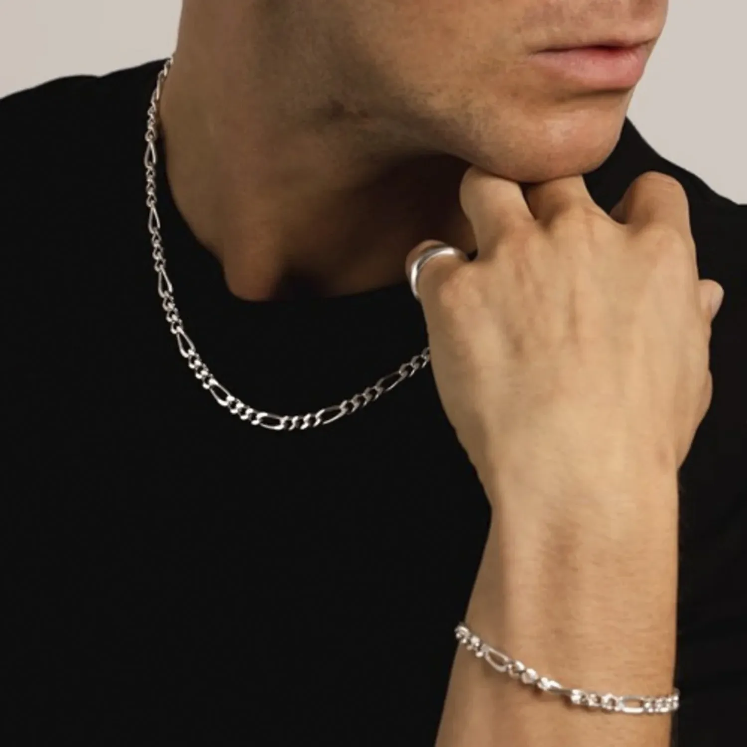 IX Studios Chunky Figaro Chain Halskæde 22 kt. Sølv DMM0341SL