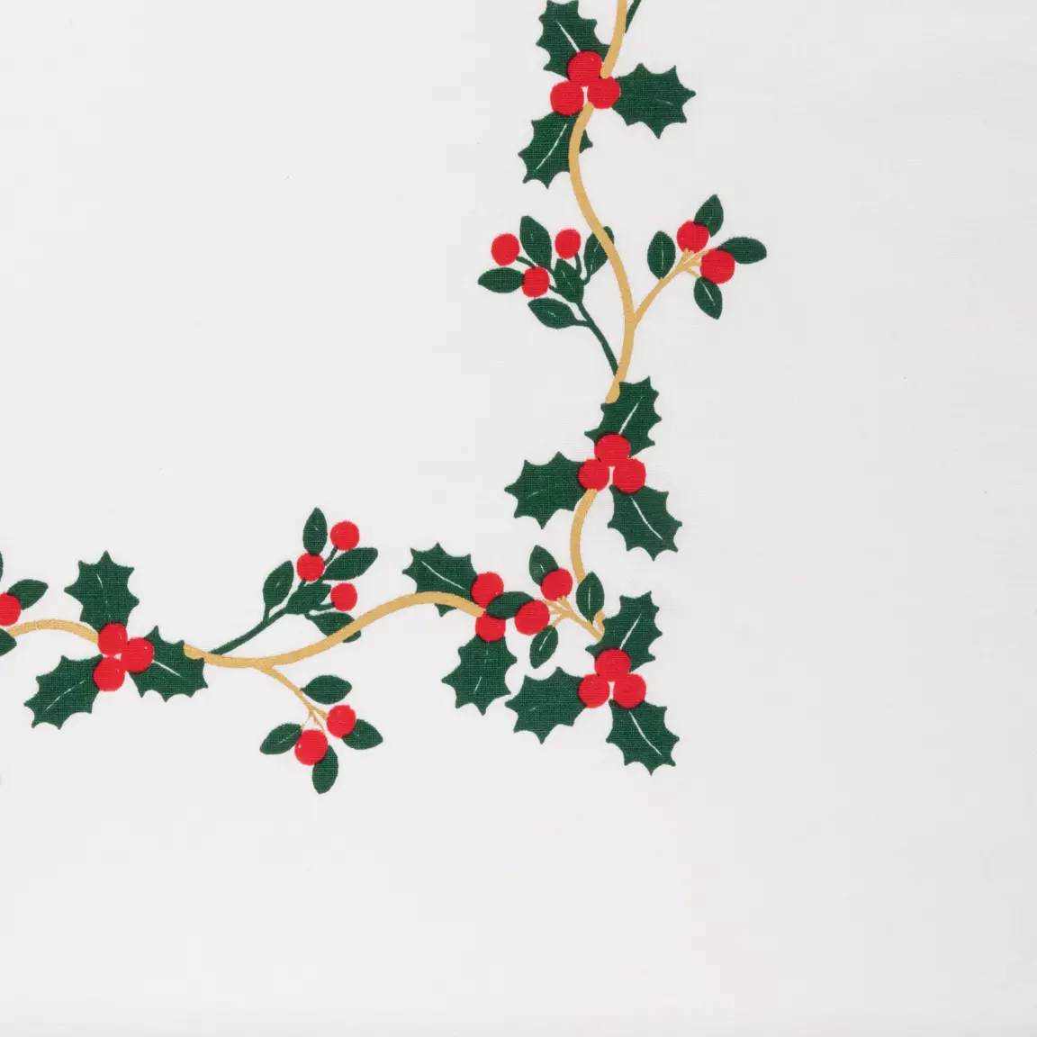 Nappe de Noël rectangulaire (140 x 240 cm) Houx Blanc