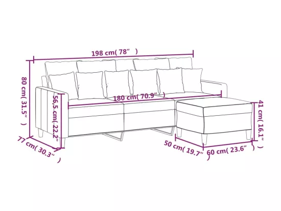 Canapé à 3 places avec repose-pieds Vert foncé 180 cm Velours