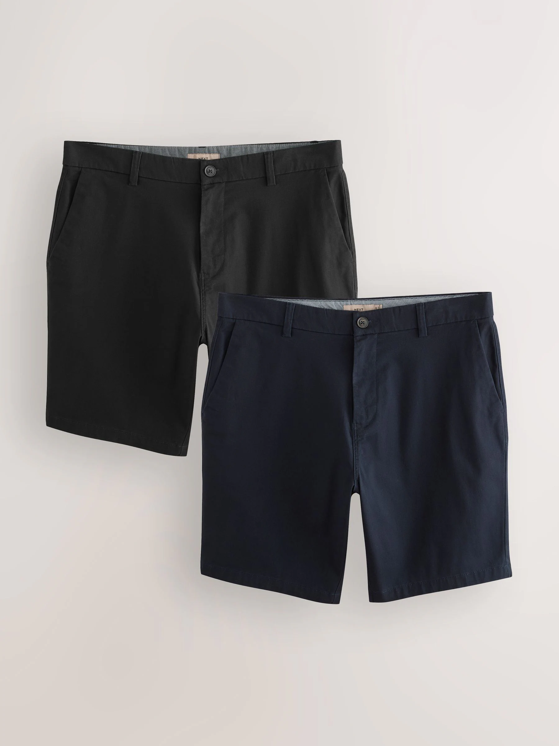 Zwart/marineblauw - Straight fit - Set van 2 chinoshorts met stretch