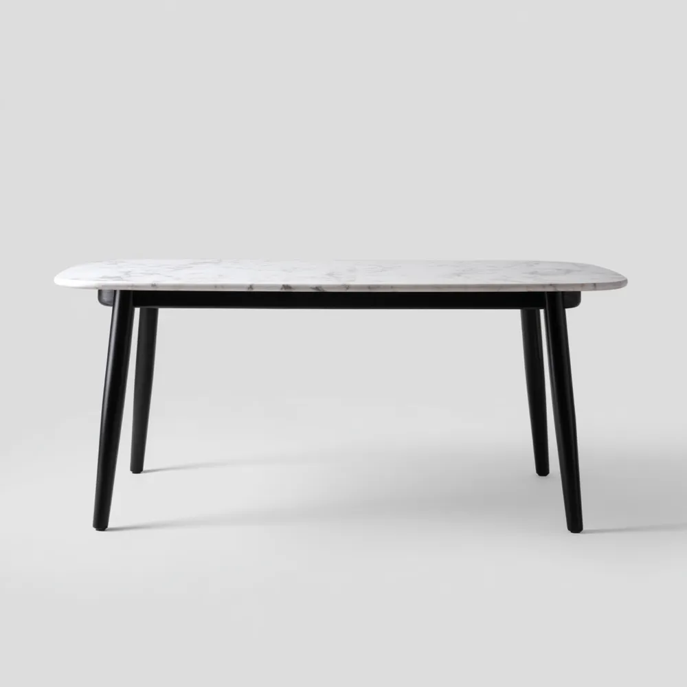 Esstisch 180x90x75 cm – Marmorplatte – Weiß/Schwarz – Modernes Design
