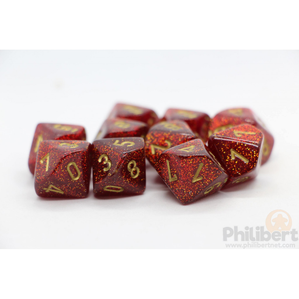 Set de 10 Dés 10 Faces Chessex : Glitter