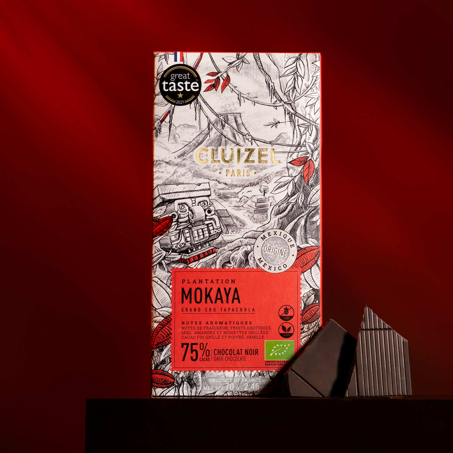 Tablette chocolat de plantation - Mokaya Noir 75% bio