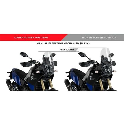 Kit de fixation Puig M.E.M. (MÉCANISME D'ÉLÉVATION MANUEL) POUR MOTO YAMAHA TENERE 700 - Noir