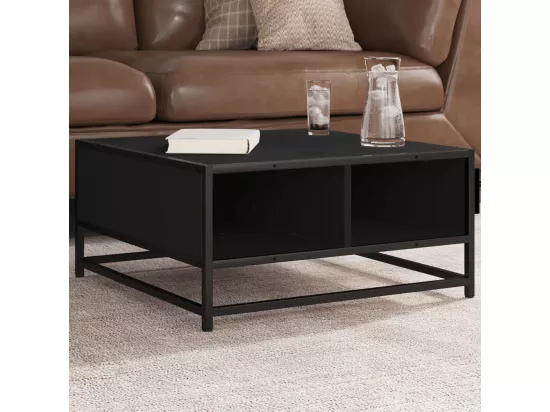Table basse noir 60,5x60,5x30 cm bois d'ingénierie et métal