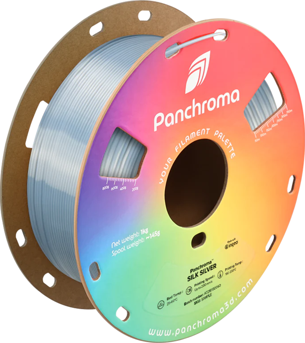Polymaker  Panchroma™ PLA Silk Silver, 1,75 mm / 1000 g    Der Glanz der Eleganz in Silver