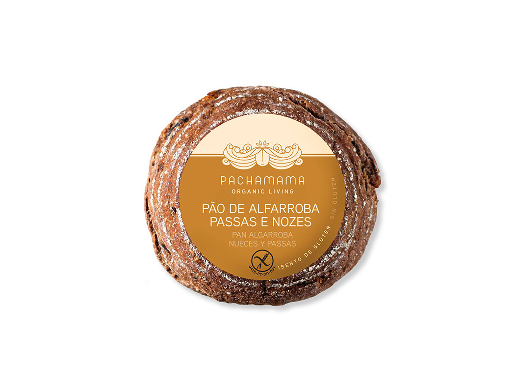 PÃO SEM GLUTÉN PACHAMAMA ALFARROBA PASSAS E NOZES 300G