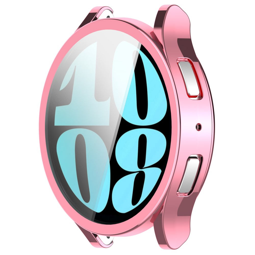 Samsung Galaxy Watch 6 (40mm) Galvanisierte Gummi Bumper Hülle mit Schutzfolie - Pink