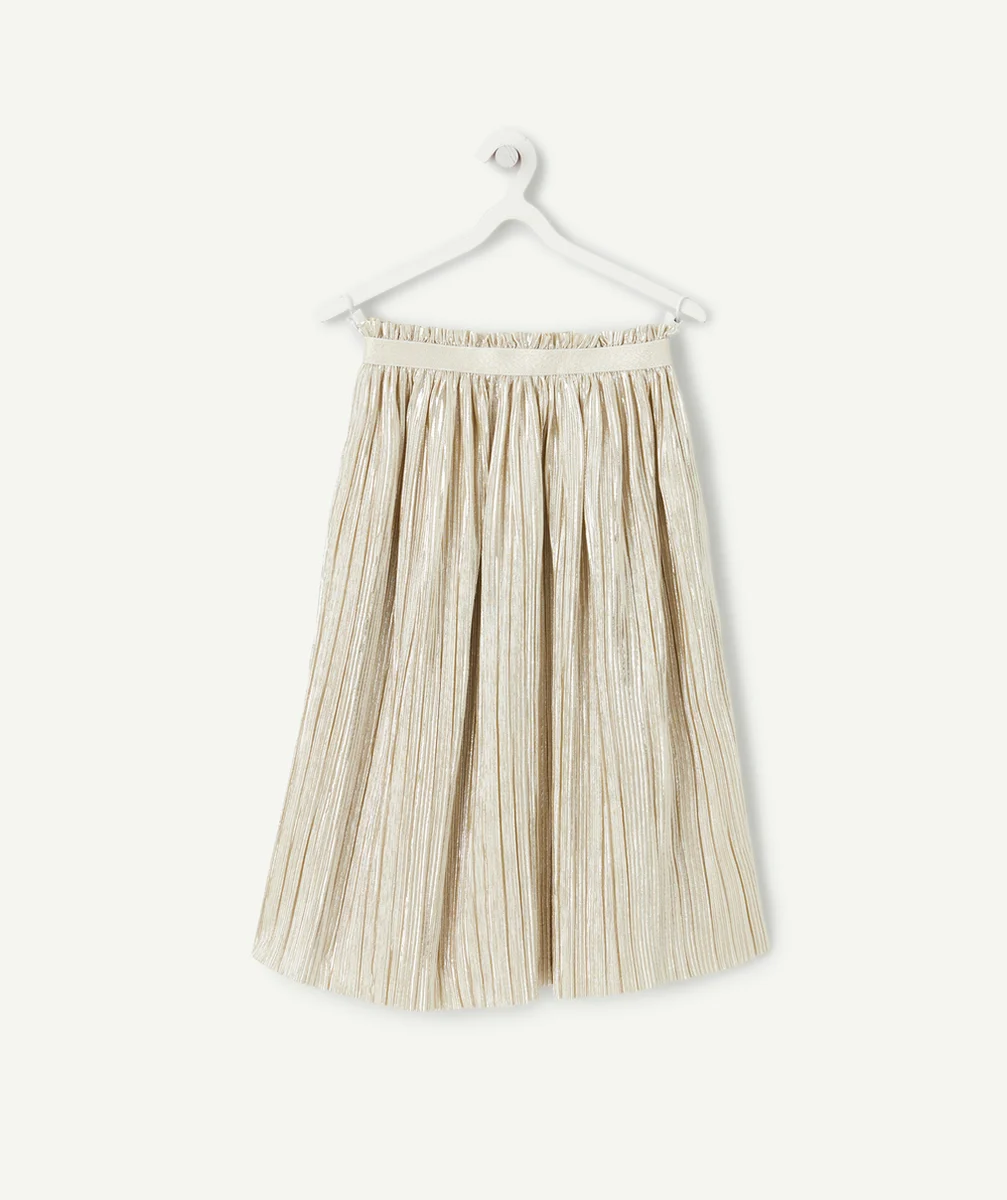 JUPE MI-LONGUE PLISSÉE FILLE IRISÉE COULEUR DORÉE PAILLETÉE