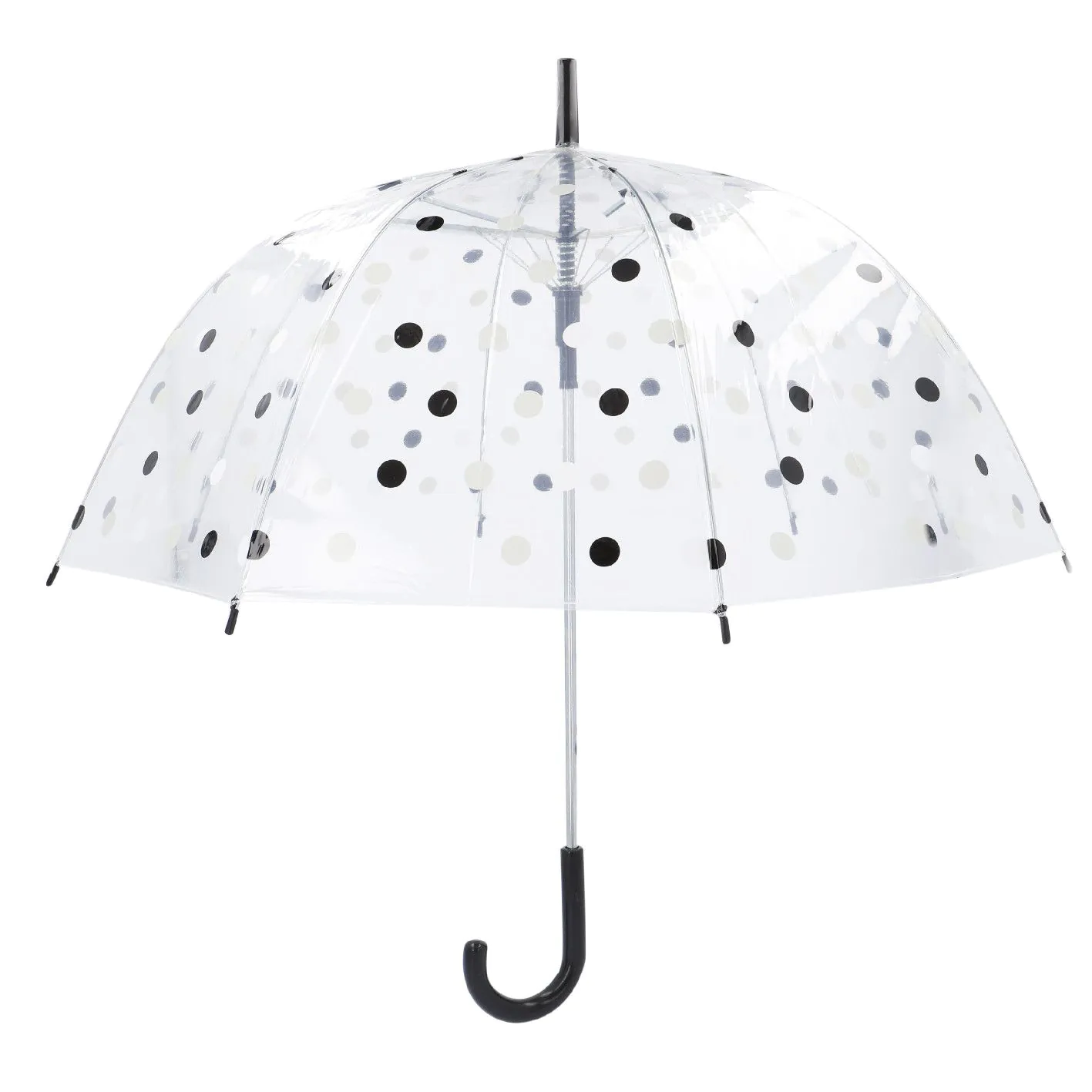 Regenschirm Transparent, Dots, schwarz, 82 cm