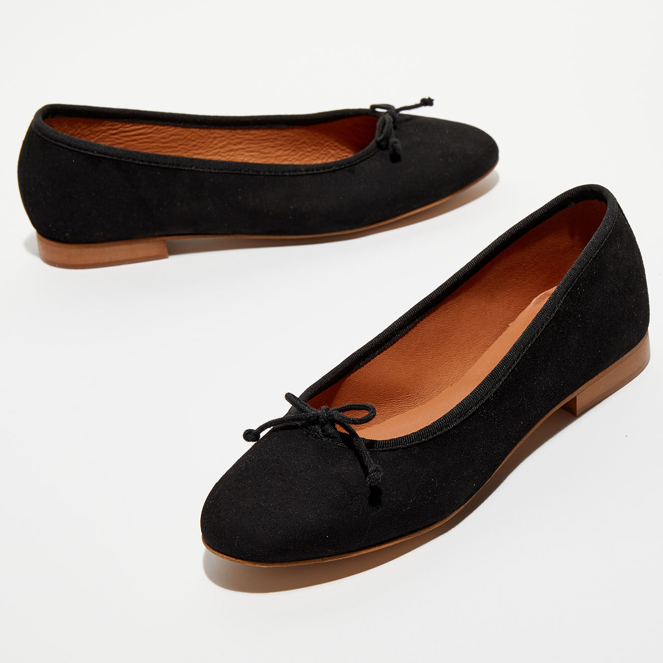 Quartier Latin Ballerines en Velours de Cuir Jeanne noires
