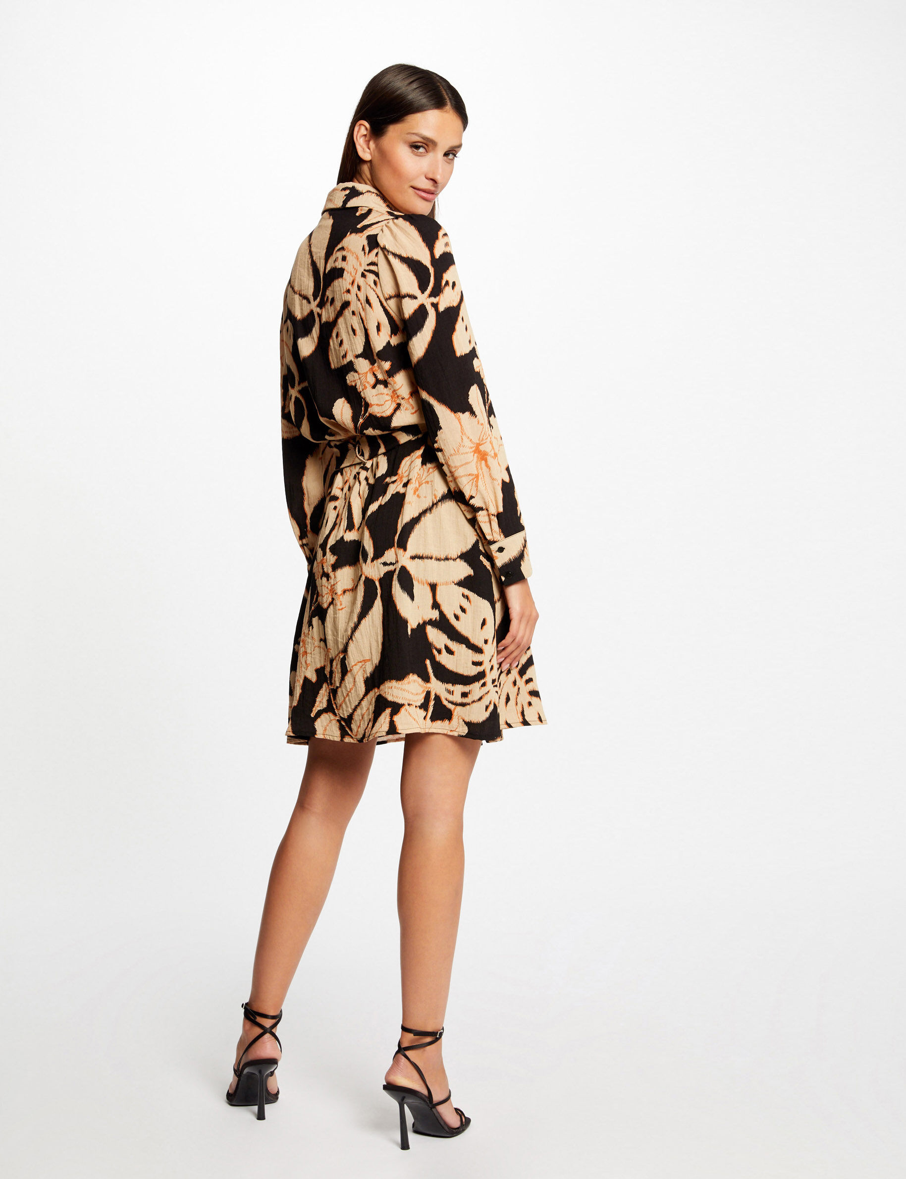 Robe chemise droite imprimé végétal multico femme - multico