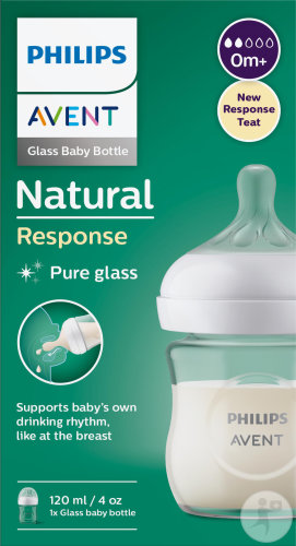 Philips Avent Natural Response Biberon En Verre 120ml +0 Mois Débit Nouveau-Né 1 Pièce (SCY930/01)