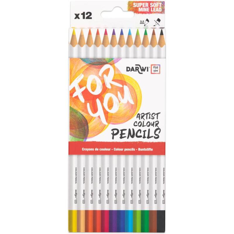 Darwi For You boite de 12 crayons de couleur standards - Assortiment