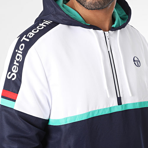 Veste Capuche Col Zippé Jura 39970 Blanc Bleu Marine