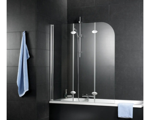 3-delige badwand SCHULTE Komfort ExpressPlus 125 x 140 cm helder glasprofiel kleur aluminium EP3354 01 50 140