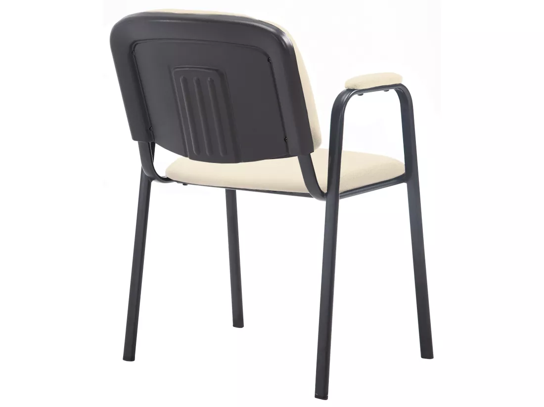 Chaise de conférence - Tissu & Métal noir mat - Crème - Ken Pro