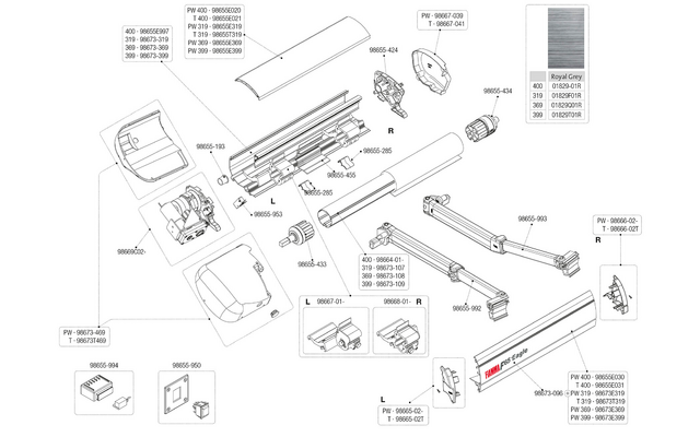 Fiamma Armrutsche Kit für F65 / S Fiamma Artikelnummer 98655-285