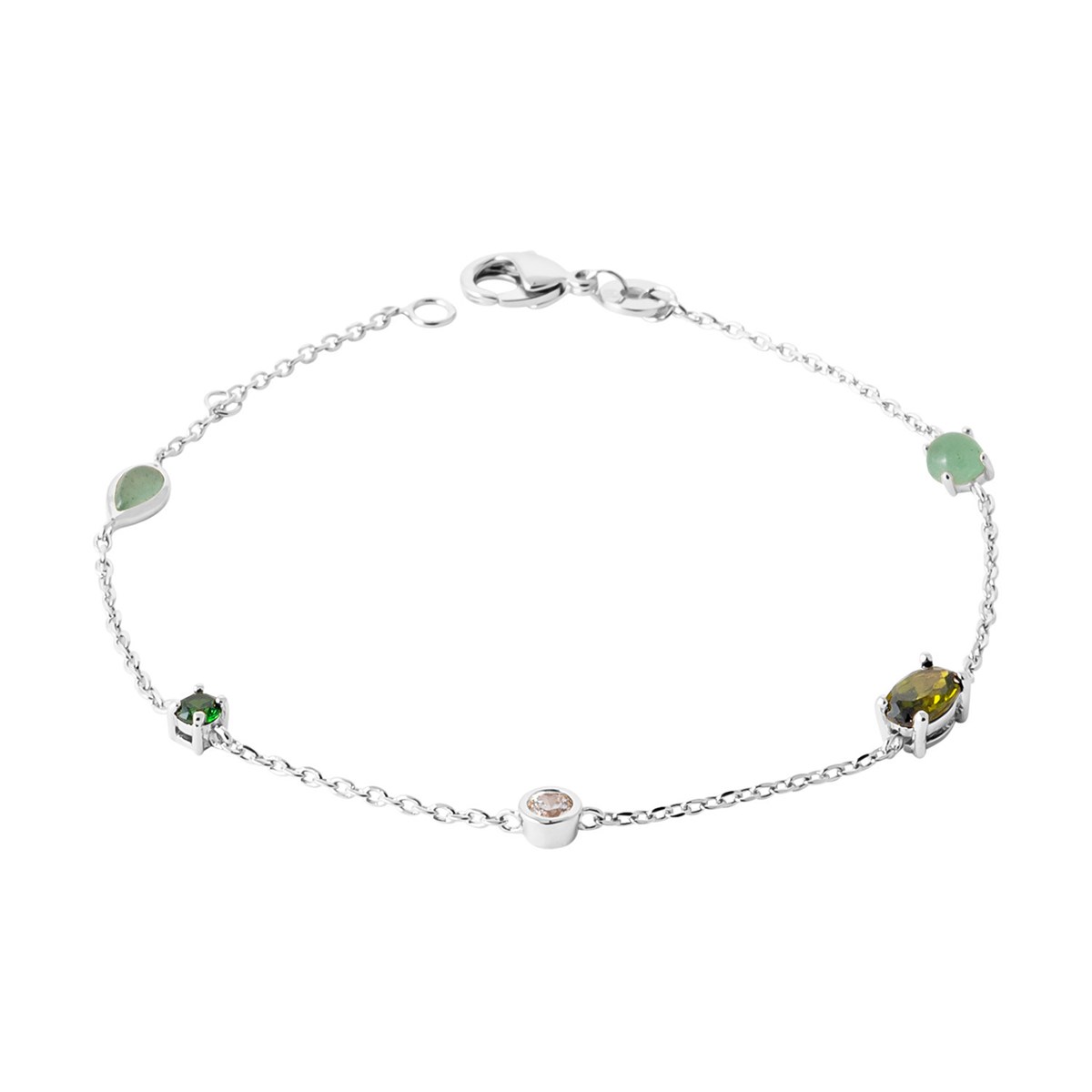 Bracelet Brillaxis argent rhodié OZ vert