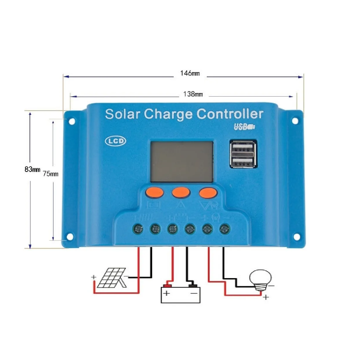 Wewoo Contrôleur de charge solaire 12V 10A