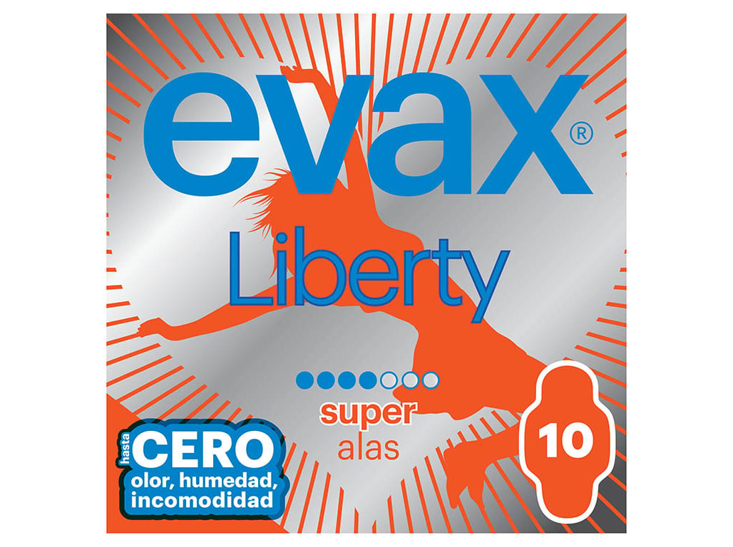 PENSOS HIGIÉNICOS LIBERTY SUPER COM ABAS EVAX 10 UN