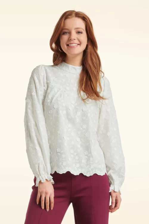 Smashed Lemon Julie kanten blouse in wit