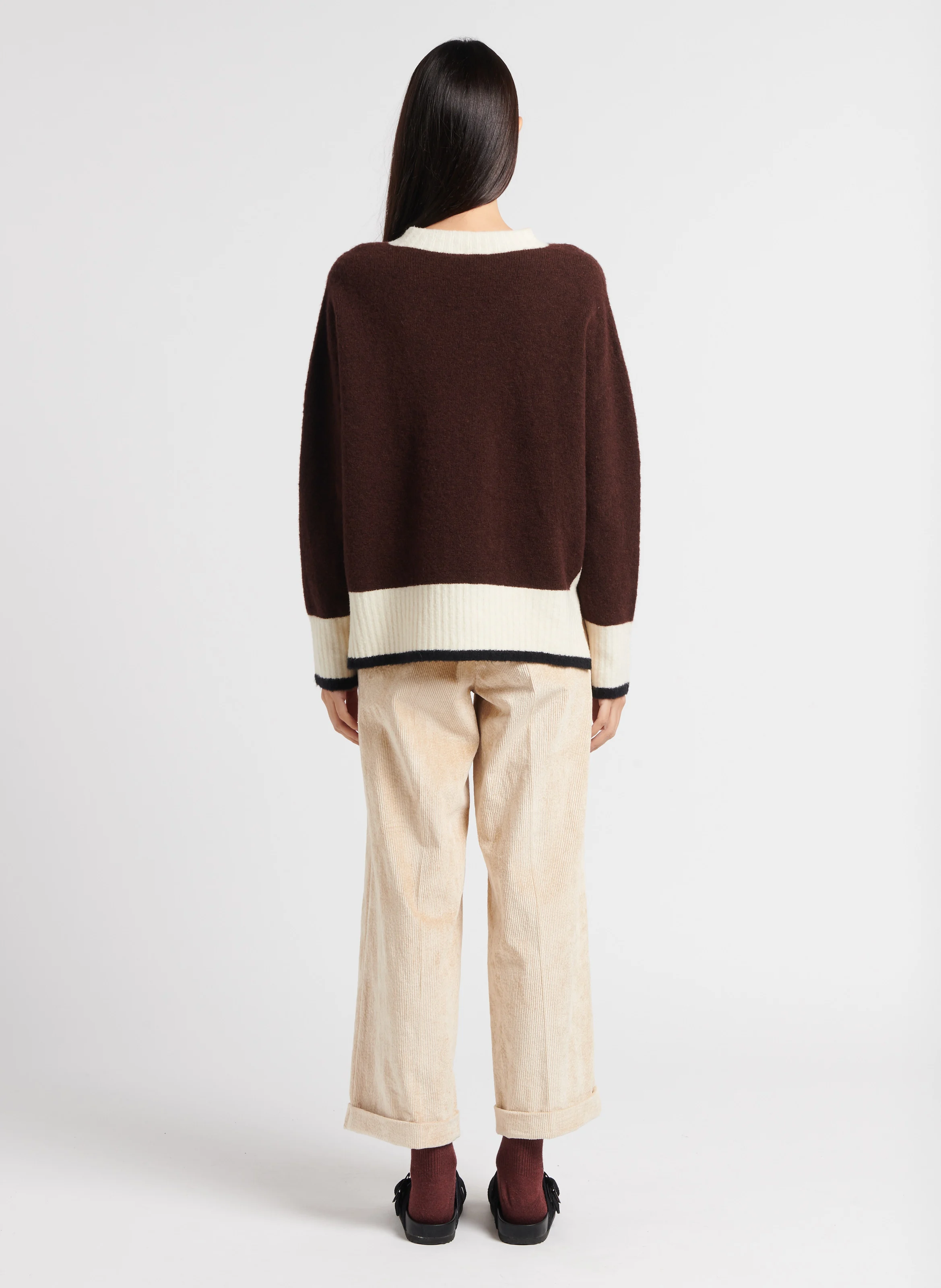 DANGO - Pantalon large en coton mélangé | Beige