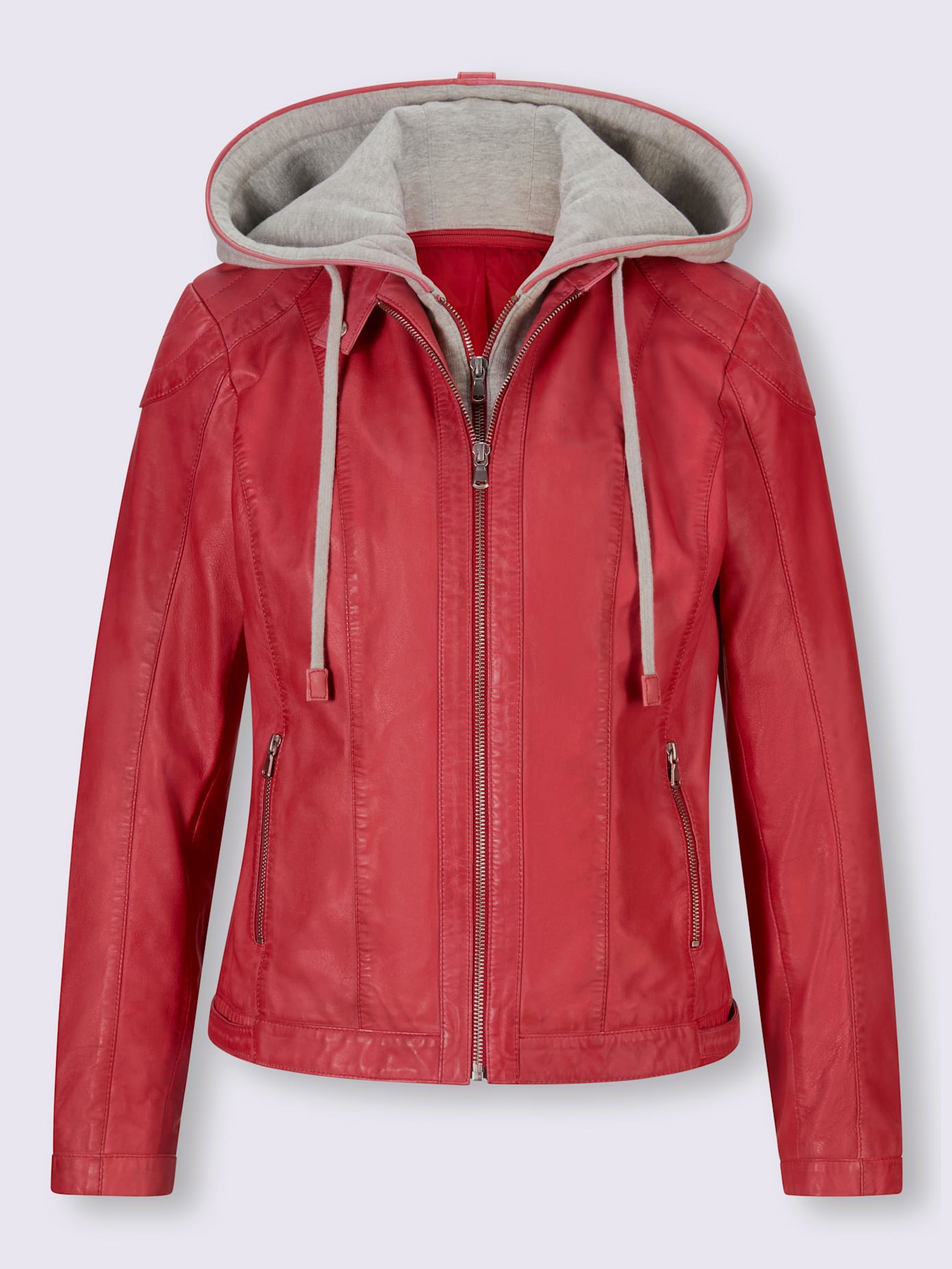 Veste en cuir capuche amovible