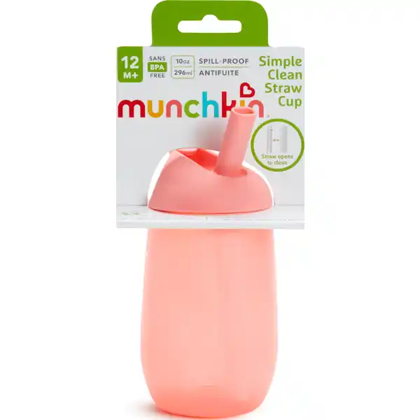 Trinkbecher mit Trinkhalm, pink 296 ml